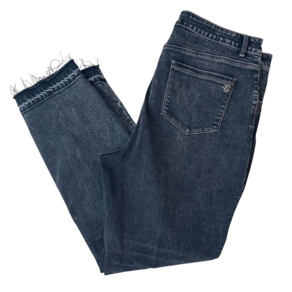 Susan Graver Black Skinny Jeans w/ raw Bottom Hem - Size 16